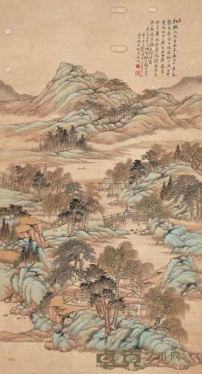 顾颐 戊辰(1928年)作 秀岭幽居图 轴 152×83cm